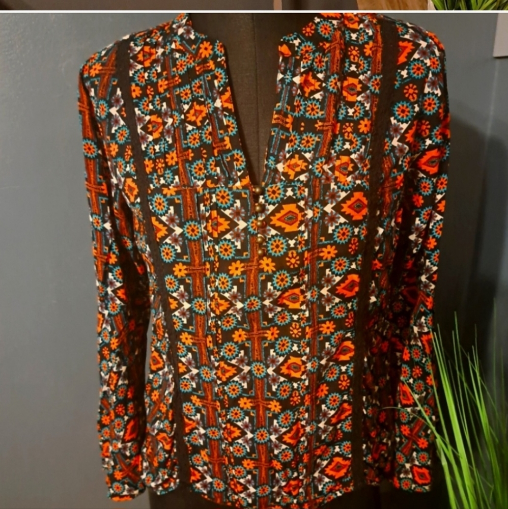 Boho pattern blouse. Colorful - Picture 3 of 4